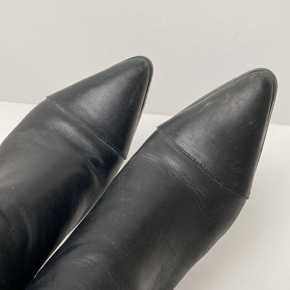 Zara Ankle Boots Women US 7.5 EU 38 Black Pointy Toe Block Heel Strap Moto Biker - Picture 15 of 16